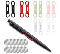CANIPHA 12Pcs Magnetic Pen Holder for Refrigerator, Magnet Pencil Holder Silicone Pencil Organizer Storage Adjustable Pen Holder for Fridge Clipboard, Classrooms Office Desk Accessories (6Colors)