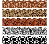 CANIPHA 60 Pcs Animal Print Bulletin Board Border Safari Jungle Decorations Leopard Zebra Tiger Giraffe Cow - Modern, Christmas, Paper, 11.81 x 2.99 inches, 60 Count