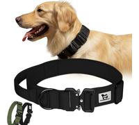 Canisalfa 1.5" Adjustable Tactical Dog Collar for Large Dogs, Nylon Dog Collar with Handle & Quick Release, Heavy Duty, Metal Buckle, Dogs Collars with GPS & Leash Attachment Options, Black, M