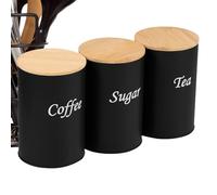 Canisters - 3 Piece 1200 ml Tea Coffee Storage Jars, Large Capacity Food Organiser Set, Airtight Countertop Dispenser for Candy Oats Nuts Creamer Salt Use, Kitchen Pantry Solution, Multi Colour