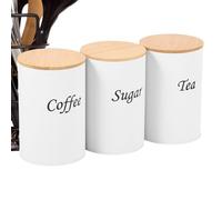 Canisters - 3 Piece 1200 ml Tea Coffee Storage Jars, Large Capacity Food Organiser Set, Airtight Countertop Dispenser for Candy Oats Nuts Creamer Salt Use, Kitchen Pantry Solution, Multi Colour