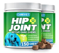 CANIVET Hip & Joint Care for Dogs | 300 Chews | Inc. Green Lipped Mussel, Glucosamine, Chondroitin, Hemp Oil, MSM, Hyaluronic Acid, Manganese & Vitamins. Chicken Flavour Joint Supplements for Dogs.