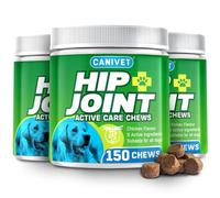 CANIVET Hip & Joint Care for Dogs | 450 Chews | Inc. Green Lipped Mussel, Glucosamine, Chondroitin, Hemp Oil, MSM, Hyaluronic Acid, Manganese & Vitamins. Chicken Flavour Joint Supplements for Dogs.