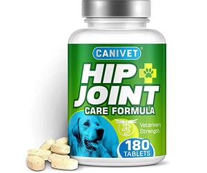 CANIVET HIP + JOINT Supplements for Dogs | 180 x Tablets | Inc. Green-Lipped Mussel, Glucosamine, Chondroitin, Turmeric, MSM, Hyaluronic Acid, Manganese + Vitamins | Premium Dog Joint Supplements