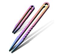 Canku 2pcs Mini Tweezers Titanium Portable Titanium Alloy EDC Tweezers Survival Camping Outdoor Travel Mini Tool(Color) …