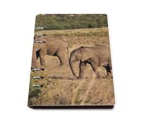 cankuop Brown Elephant Herd Refillable A5 Notebook That Lays Flat, Leather Binder Journal for Planner, Office Supplies