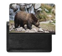 cankuop Curious Brown Bear Passport Cover Protector, Slim Holder for International Journey Accessories, Travel Organizer