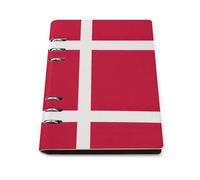 cankuop Danish Flag Refillable A5 Notebook That Lays Flat, Leather Binder Journal for Planner, Office Supplies
