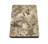 cankuop Earthy Light Tan Camo Refillable A5 Notebook That Lays Flat, Leather Binder Journal for Planner, Office Supplies