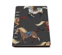cankuop Horse Stripes Pattern Refillable A5 Notebook That Lays Flat, Leather Binder Journal for Planner, Office Supplies