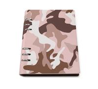 cankuop Light Pink Brown Camo Refillable A5 Notebook That Lays Flat, Leather Binder Journal for Planner, Office Supplies