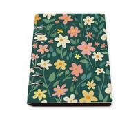cankuop Light Pink Dark Wildflowers Refillable A5 Notebook That Lays Flat, Leather Binder Journal for Planner, Office Supplies