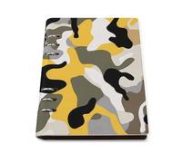 cankuop Light Yellow Grey Camo Refillable A5 Notebook That Lays Flat, Leather Binder Journal for Planner, Office Supplies