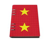 cankuop Vietnamese Flag Refillable A5 Notebook That Lays Flat, Leather Binder Journal for Planner, Office Supplies
