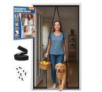 CANLENE Fly Screens for Doors, Door Fly Screen Curtain, Magnetic Fly Screen Door - Durable Mesh Keeps Flies & Mosquitoes Out, Easy No Drill Installation, 90x210cm