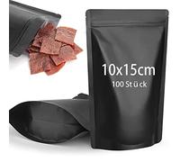 CANLENPK 10 x 15 cm/ 4 x 6 inch Black Mylar Foil Bags Standable, Zippable Foil Pouches with Zipper Food Storage, Aluminum Foil Bags Heat Sealable Sample Metallic Myla Pouches(100PCS)