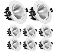 Canless Downlight Led Eyeball Spotlight 3000|4000|6000K Recessed Lighting 5W-30W 8 Pack Disk Light 2in 2.5in 3.5in 4.5in 5.5in Panel Light Anti-Glare Trim,15W-4000k