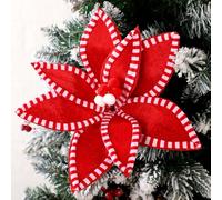 Canlierr 12 Pcs 13 x 10 Inch Red White Christmas Poinsettia Flowers Stems Large Candy Cane Christmas Tree Picks Ornaments Artificial Flowers Decorations for Xmas Tree Wreath Garland Party Vase Filler