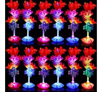 Canlierr 12 Pcs Luau Party Decorations Optic LED Fiber Flower Centerpieces Table Decorations Optic Flashing Color Changing Artificial LED Flower Fairy Light Party Festival Decor for Home Wedding