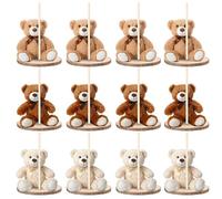 Canlierr 12 Set Bear Centerpieces for Baby Shower Decor Includes Wooden 23-26in Bear Rounds Circles Slices with Stick DIY Craft Birthday Wedding Gender Party Table Decorations, 3 Colors