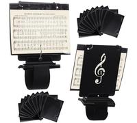 Canlierr 2 Pack Marching Flute Lyre Folder, Adjustable Marching Band Flutist Friend Include 24 Pcs 7.48 x 6.5 Inches Flip Folder Pages for Sheet Music and Flute Piccolo Player(Black)
