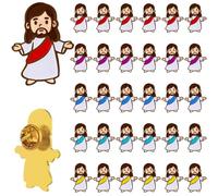 Canlierr 30 Pcs Mini Jesus Toys Figurine Bulk Christian Mini Jesus Pins Bulk Religious Pins Gifts for Church Religious, about 1.38 x 1.02 inches/ 3.5 x 2.6 cm, Metal, as shown