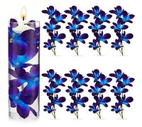 Canlierr 8 Pieces Blue Purple Faux Flowers Blue Orchid Flower Vase Fillers Faux Purple Orchid Wedding Table Centerpieces Filling for Floating Candles Wedding Birthday Party Table Decorations