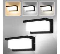 CANMEIJIA 18W Black Outdoor Wall Light IP65 Aluminium 3 CCT 3000K-6500K 2P | 18W IP65 waterproof aluminium fixture offers warm or white light choices from 3000K to 6500K for modern outdoor gardens