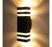 CANMEIJIA LED Wall Light, Outdoor Wall Lights IP65 Waterproof Outside Lights Porch Light Front Door Lamp Modern Aluminum Black 3000K Included 2 * 6W GU10 for Garden Hallway Bathroom etc