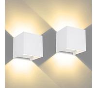 CANMEIJIA Outdoor Wall Lights 12W, Waterproof IP65 LED Outside Wall Lights Adjustable Beam Aluminum Black Indoor Wall Lamp 3000K Warm White for Garden Bathroom Bedroom Living Room Kitchen (2 Packs)