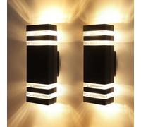 CANMEIJIA Outdoor Wall Lights Mains Powered Aluminium GU10 Base 3000K 2pcs | This modern square aluminium lamp features a sl lack body designed to deliver an elegant look for outdoor facades.
