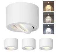 CANMEIJIA Surface Ceiling Spotlight Dimmable LED Ceiling Spotlight 7W Ø80x50mm Extra Flat 30° Pivotable 3000K/4000K/6500K Ceiling Spotlights Aluminium Downlight Round White 4 pcs