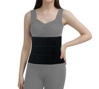 CANMIUS Abdominal Binder Post Surgery - Elastic Belly Band Compression Stomach Wrap Tummy Tuck Belt - Skin Friendly, Breathable, Soft - 3 Panel - Black (Size L)