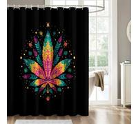 Cannabis Bohemia Shower Curtain, Marijuana Colorful Bathroom Decor, Wet Room Bath Accessories, Polyester Fabric Shower Curtain 12 Hooks, Anti Mould Waterproof, 120 x 200 (NF142)
