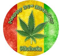 Cannabis Cake Topper Personalised Edible Icing 7.5" Round