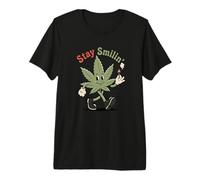 Canna artoon Stay Smilin' Retro Weed Stoner 420 Premium T-Shirt