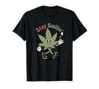 Canna artoon Stay Smilin' Retro Weed Stoner 420 T-Shirt