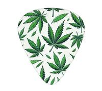 Cannabis-Green-Leaves 12 Pack Guitar Picks With 3 Thicknesses And Storage Box, Abs Plectrums For Electric Bass Guitar Players