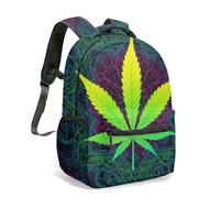 Cannabis Leaf 16 Inch Backpack Psychedelic Kaleidoscope Print Kids School Bag Vibrant Weed Graphic Travel Daypack (01)