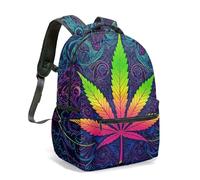 Cannabis Leaf 16 Inch Backpack Psychedelic Kaleidoscope Print Kids School Bag Vibrant Weed Graphic Travel Daypack (03)