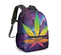 Cannabis Leaf 16 Inch Backpack Psychedelic Kaleidoscope Print Kids School Bag Vibrant Weed Graphic Travel Daypack (02)