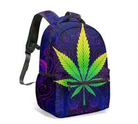 Cannabis Leaf 16 Inch Backpack Psychedelic Kaleidoscope Print Kids School Bag Vibrant Weed Graphic Travel Daypack (04)