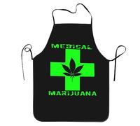 Cannabis Leaf Green Cross Aprons for Men, Women for Kitchen Cooking Baking BBQ Chef Apron