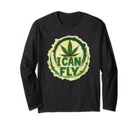 Cannabis Leaf - I CAN FLY - grunge style 1 - Fan Fun Long Sleeve T-Shirt
