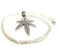 Cannabis Leaf Pendant on a 22'' Silver Plated Chain Marijuana Hemp Weed Necklace Valentine's Day Gift Birthday Gift