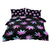 Cannabis Leaves Bedding Set Bohemian Mandala Duvet Cover Marijuana Weed Comforter Cover Set Botanica Leaf Theme Quilt Cover Green Colorful Printed Room Decor 3Pcs (Colour 7,King:220x240cm(3Piece))