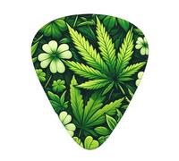 Cannabis-Leaves-Clovers 12 Pack Guitar Picks With 3 Thicknesses And Storage Box, Abs Plectrums For Electric Bass Guitar Players
