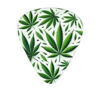 Cannabis-Leaves-Green 12 Pack Guitar Picks With 3 Thicknesses And Storage Box, Abs Plectrums For Electric Bass Guitar Players