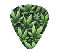 Cannabis-Leaves-Pattern 12 Pack Guitar Picks With 3 Thicknesses And Storage Box, Abs Plectrums For Electric Bass Guitar Players