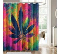 Cannabis Shower Curtain, Colorful Abstract Bathroom Decor, Wet Room Bath Accessories, Polyester Fabric Shower Curtain 12 Hooks, Anti Mould Waterproof, 280 x 200 (NF178)